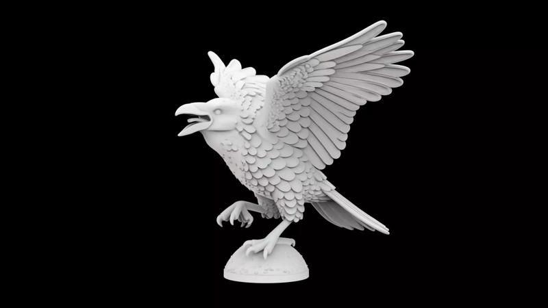 Crow Mid-Caw with Raised Wings