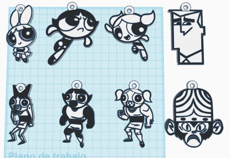 Pack of 8 keychains or pendants super powerful girls