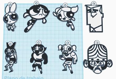 Pack of 8 keychains or pendants super powerful girls