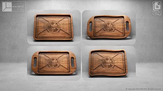 Florida Flag Trays Pack - CNC Files for Wood (svg, dxf, eps, ai, pdf)