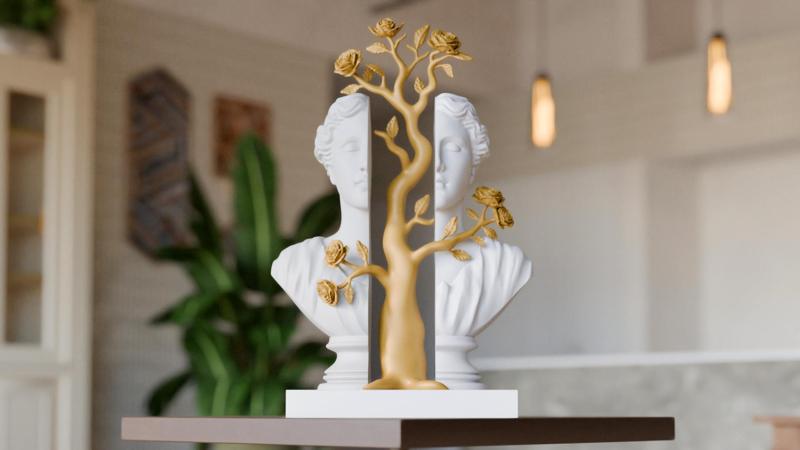 Blooming Duality Sculpture - Poetic Striking Art