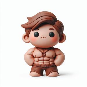 Cute Bodybuilder Boy Figurine in Labubu Style – 3D Printable Toy Model
