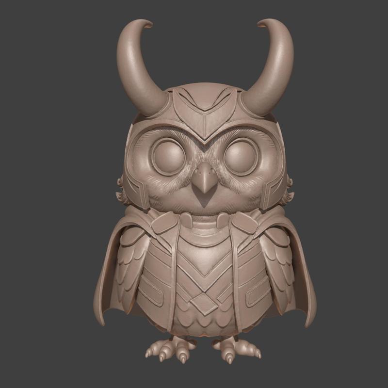 Loki Owl Miniature - Solid One-Piece Model Without Supports