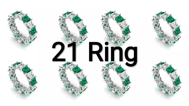 C12 The  luxury female ring with gems wedding  different size 21 3D Model Collection