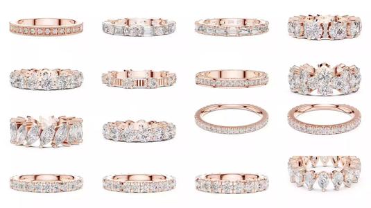 105 Full Eternity Wedding Band 3DM STL OBJ FBX 3 Render Video 3D Model Collection