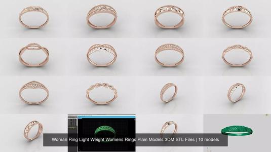 10 Models Woman Ring Womens Rings Plain Models 3DM STL Files 3D Model Collection