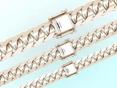Chain bracelets - Miami Cuban link - 3 Size  - N636 3D Model Collection