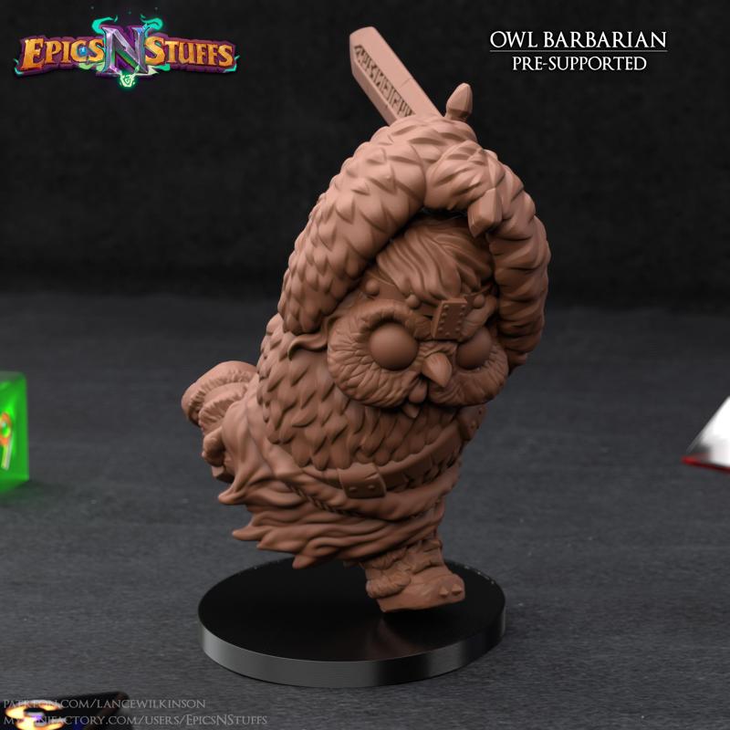 Owlkin Barbarian Miniature - Pre-Supported