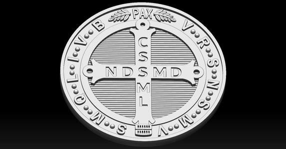 3D Printed Model of Saint Benedict Medal 1 Side