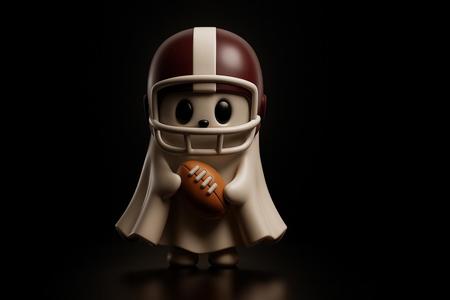 Cute Ghost Football Player Figurine – Halloween Sports Mascot