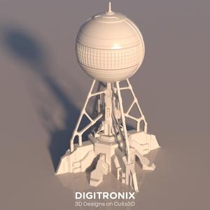Sci-Fi Communication Tower – 3D Printable Antenna / Research Facility