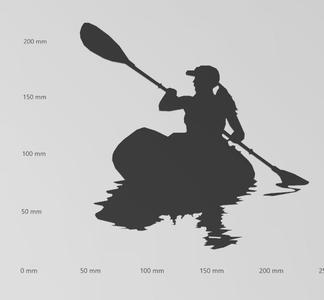 Wall tattoo woman riding kayak
