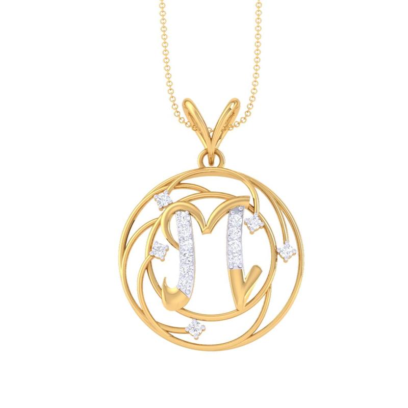 3D Printable Cad jewelry design of Lady diamond Pendant Letter model