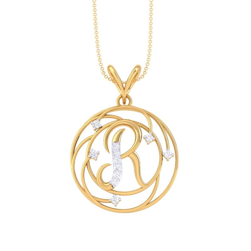 3D Printable Cad jewelry design of Lady diamond Pendant Letter model