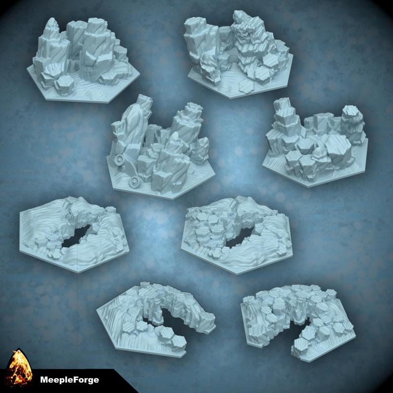 Glacial Ice Scenery Seracs and Crevasses for games like Star Wars Battle of Hoth Board Game