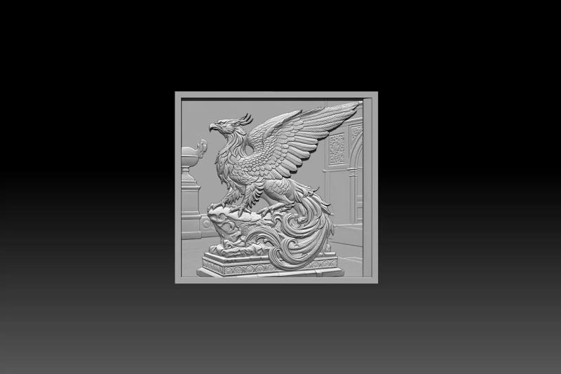 Dragon STL model designed for CNC wood carving and 3D printing