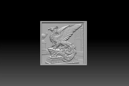 Dragon STL model designed for CNC wood carving and 3D printing