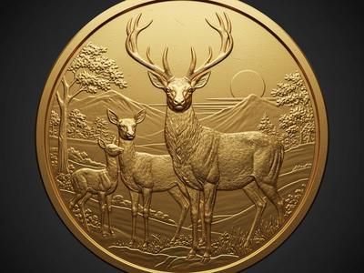 Deer Family Coin/Medal