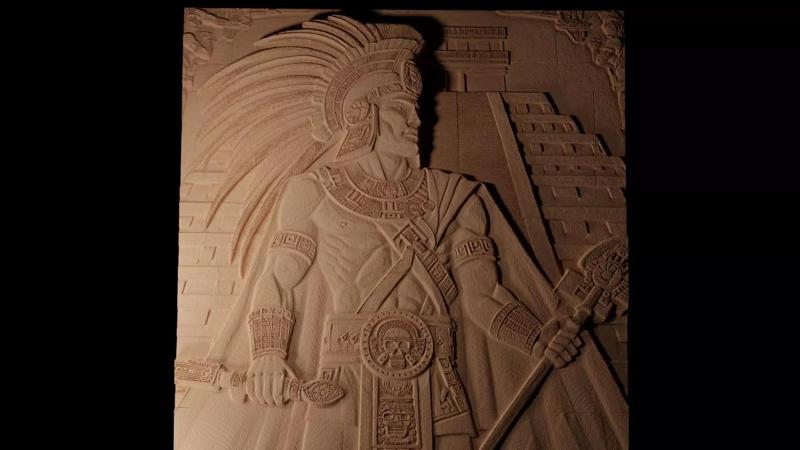 Aztec Warrior CNC 3d Print High Relief Sand Casting