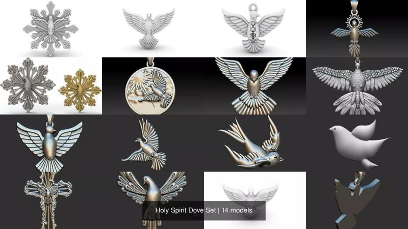 Holy Spirit Dove Set 3D Model Collection
