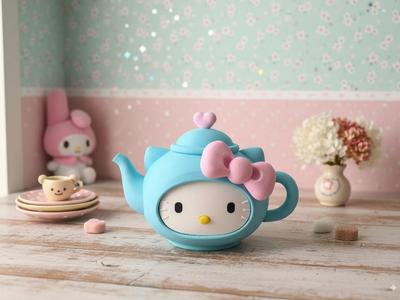 Cute Tea Party | Parent-Child Interaction | Hello Kitty Tea Party Teapot | Dual-use for pretend play & watering | Printable in single color