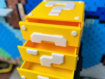 Mario Super Mario Question Mark Block Storage Box - 3-layer drawer - Modular Assembly - Compatible with all models