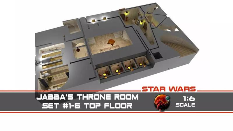Jabbas Throne Room - Top floor - Complete set 1-6 scale 3D Model Collection