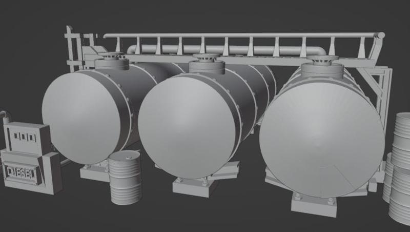 Fuel Tank.  Fuel tank for train. H0 scale. Model railroad or role playing