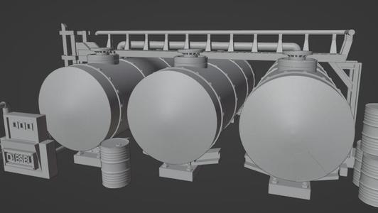 Fuel Tank.  Fuel tank for train. H0 scale. Model railroad or role playing