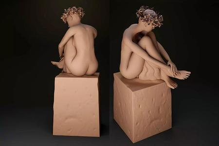 nude female on stone