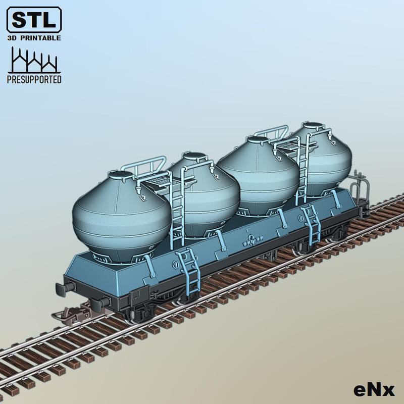Cement Silo Long Wagon - H0 Scale - 1:87