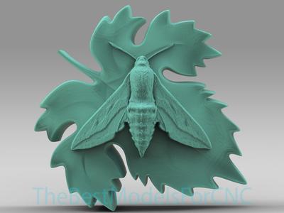 3D Model STL File for CNC Router Laser & 3D Printer Insect on Leaf