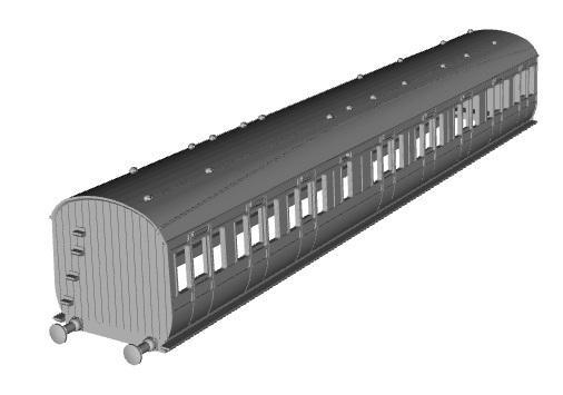 LMS D1686 Comp with Lavatory (CL) LMS non Corr 57ft coach 1/87 scale