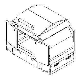 40hp Protected Simplex (60cm gauge) doors open both sides 1/100 scale
