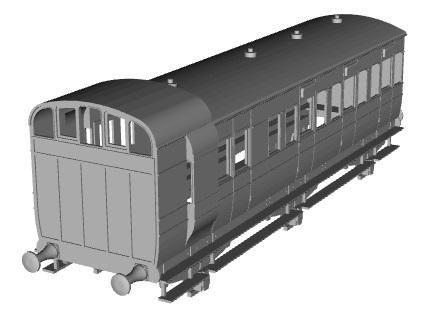LYR 6 wheel coach diag 10 brake third 32ft coach with birdcage 1/148 scale
