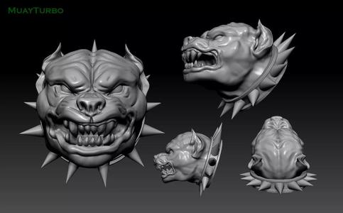head Pitbull  dog angry pendant 3D print model