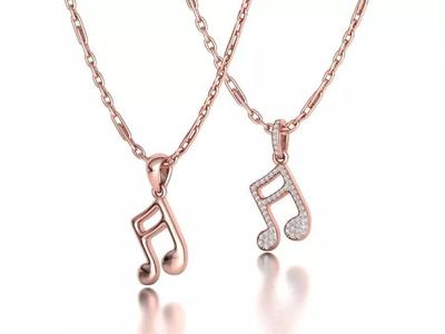 Music Note Pendants with Diamonds and Flat version 3D Model Collection