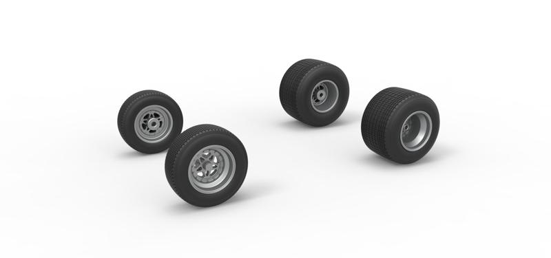 Wheel set of Dirt Sprint car Scale 1:25