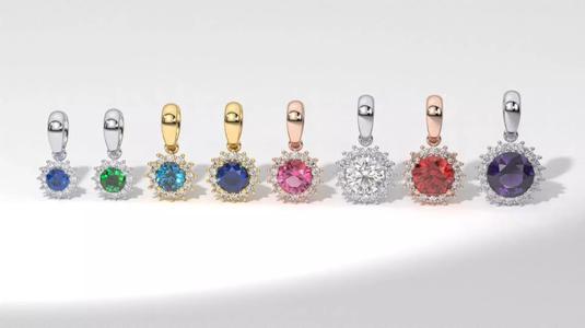 Classic Halo Style Diamond Pendant Size 4mm to 8mm Center Stone 3D Model Collection