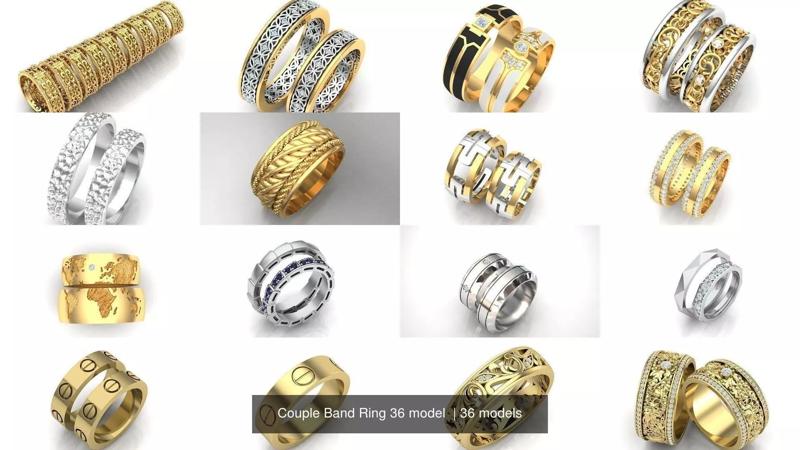 Couple Band Ring 36 model  3D Model Collection