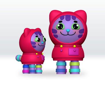 DJ Catnip Cat Gabbys Dollhouse STL 3D Model Fanart Character