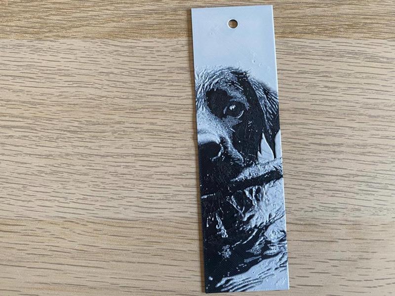Dog playing with stick – Hueforge Bookmark 