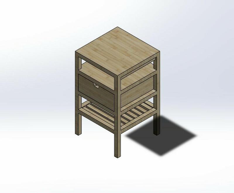 1.6 SCALE IKEA NORDKISA STYLE BEDSIDE TABLE FOR BARBIE DOLL (DOLL HOUSE)