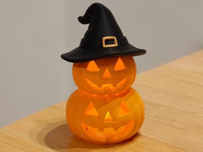 Stacked Pumpkin Witch Hat LED Tea Light holder