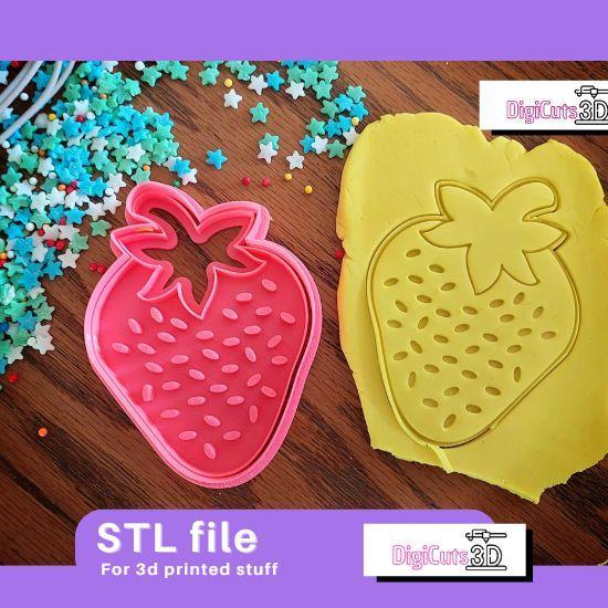 Strawberry COOKIE CUTTER - SUMMER TROPICAL COOKIE CUTTER STL FILE