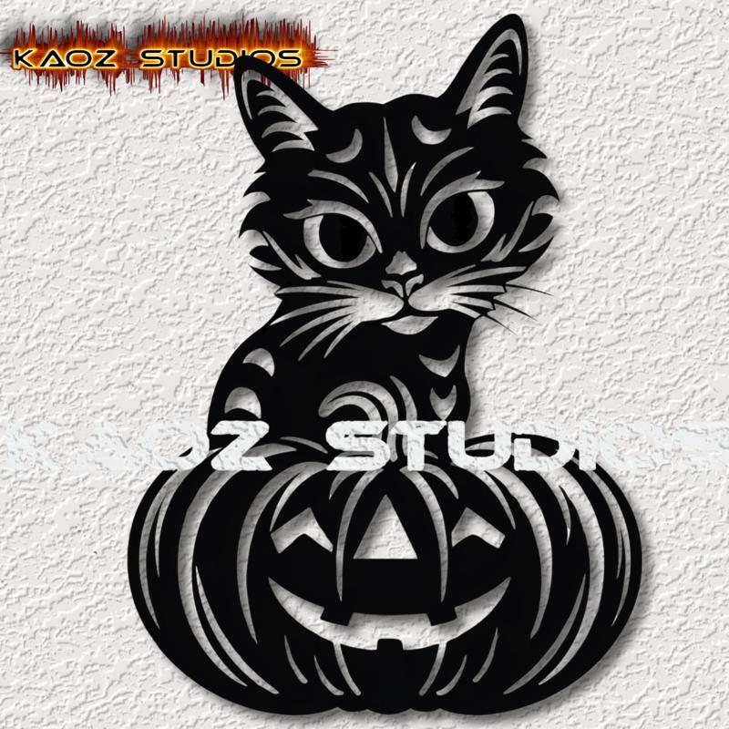 kitten with pumpkin wall art halloween wall decor kitty inside jack o lantern