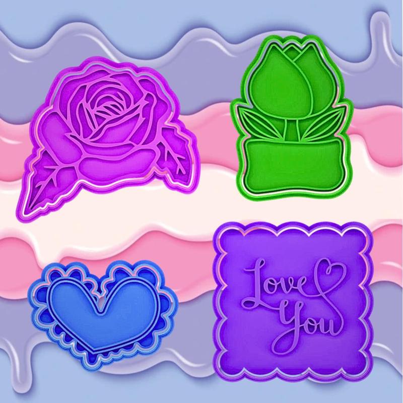 COOKIE CUTTER flower love you set of 4