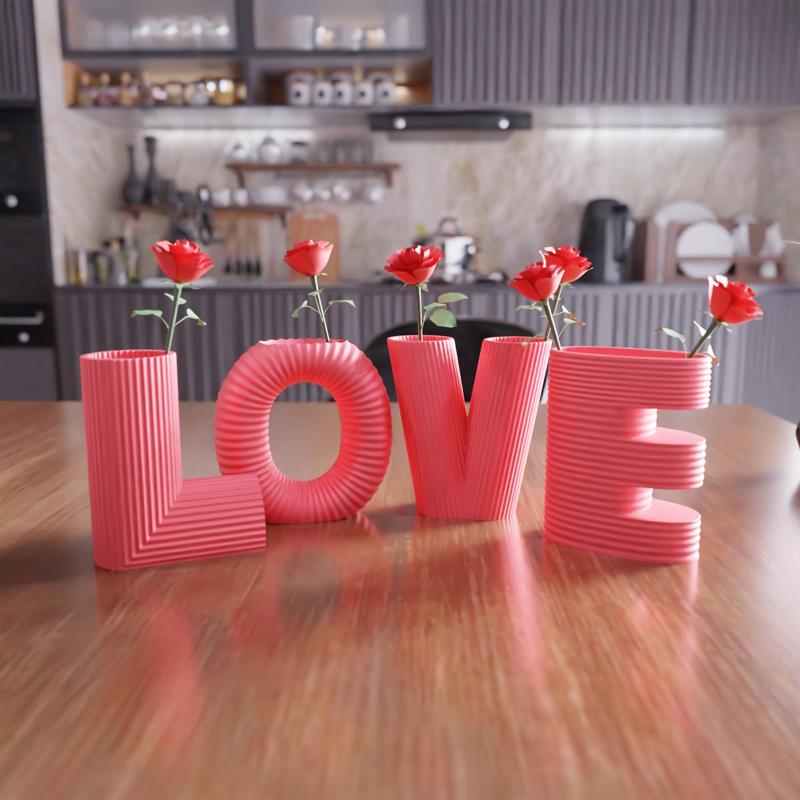 3D Love Letter Vases STL File - 420