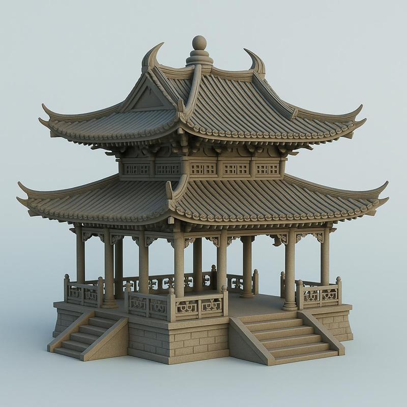 Double-Roof Temple Pavilion