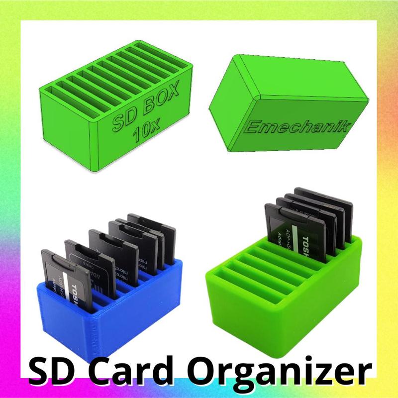 10x SD Card box - Desk organizer - photography memory cards case - PC computer camera - file for 3D printing